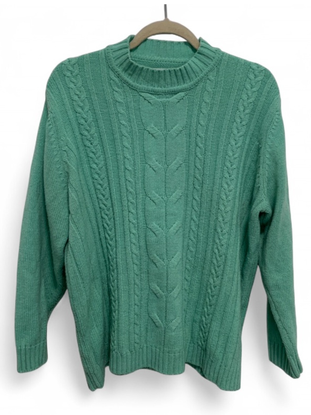 Vintage Mint GreenCable Knit Pullover Sweater
